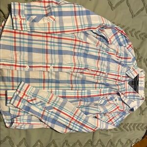 Men's Plaid Shirt - Blue, Red, and White